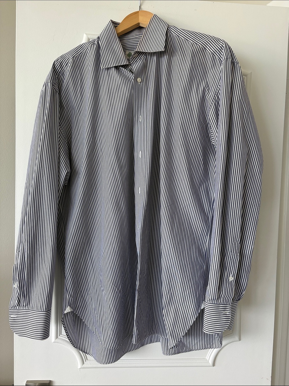 Borrelli Navy and White Striped Men's Dress Shirt